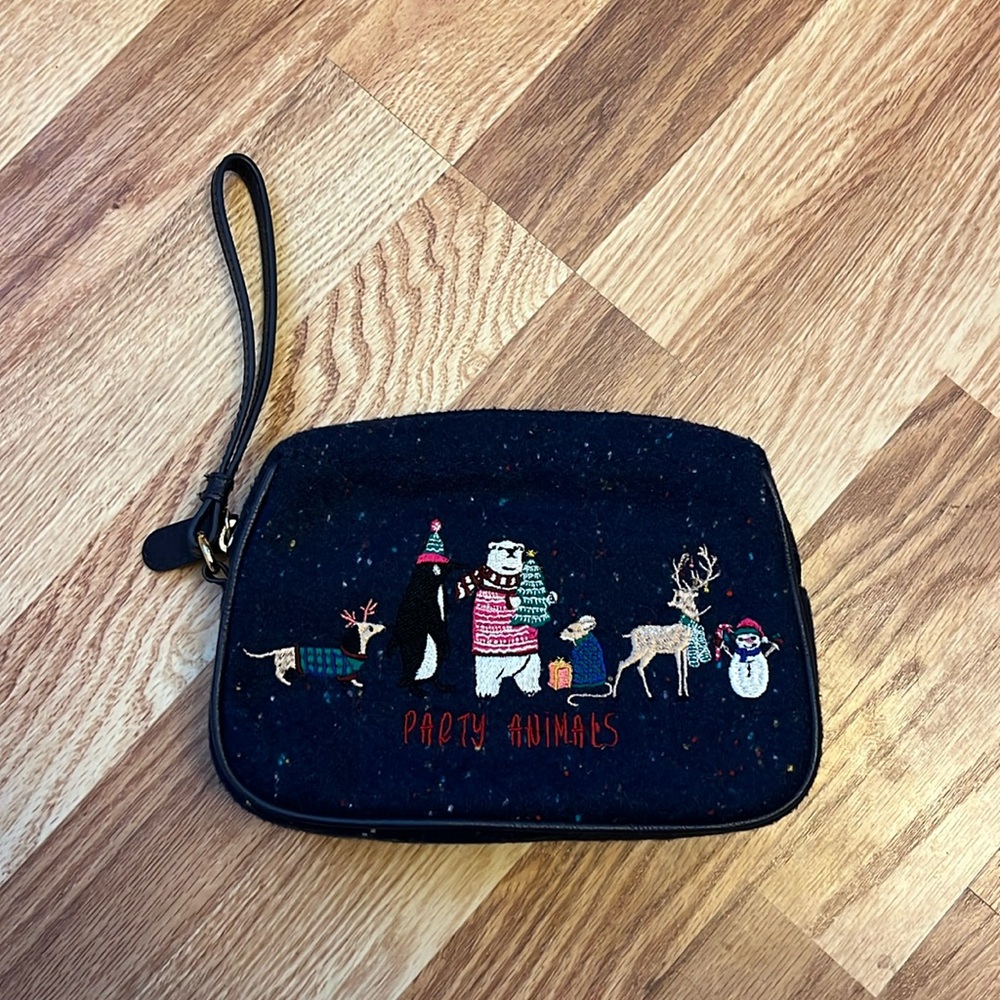 Talbots party animals holiday wool blend wristlet